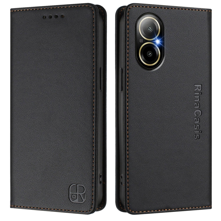 For Realme C67 4G Global RC01 Dual-Folded Magnetic Suction RFID Leather Phone Case