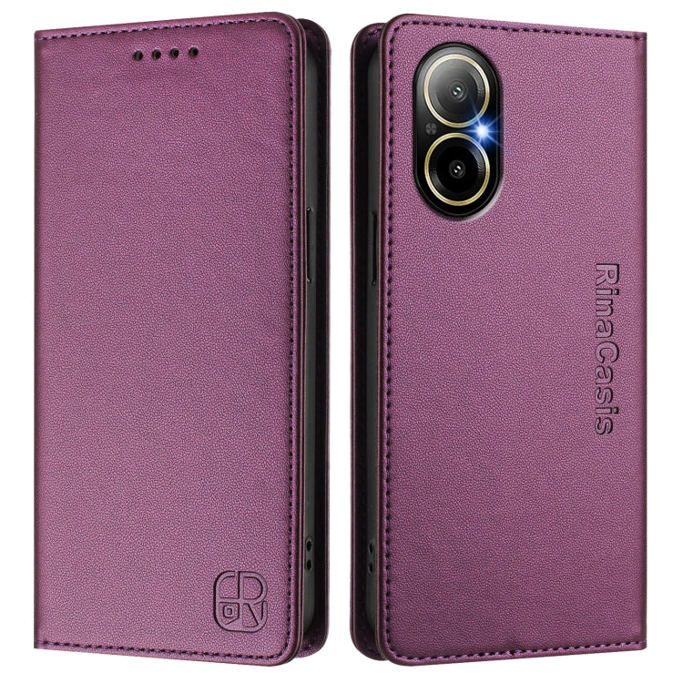 For Realme C67 4G Global RC01 Dual-Folded Magnetic Suction RFID Leather Phone Case
