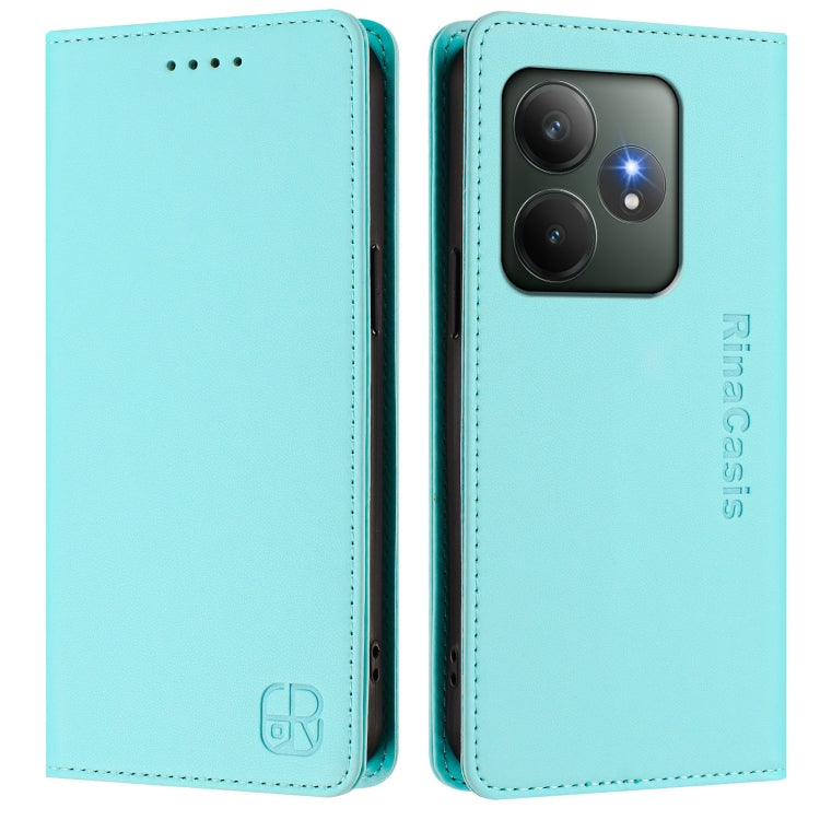 For Realme GT 6 5G / GT 6T 5G Global RC01 Dual-Folded Magnetic Suction RFID Leather Phone Case