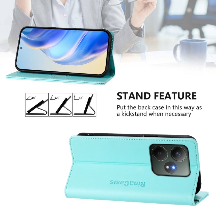 For Realme GT 6 5G / GT 6T 5G Global RC01 Dual-Folded Magnetic Suction RFID Leather Phone Case