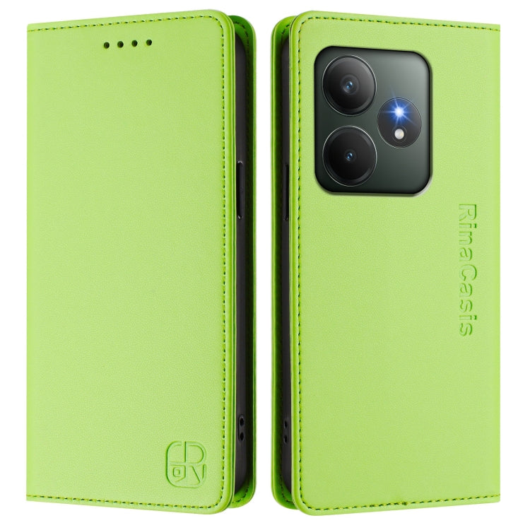 For Realme GT 6 5G / GT 6T 5G Global RC01 Dual-Folded Magnetic Suction RFID Leather Phone Case