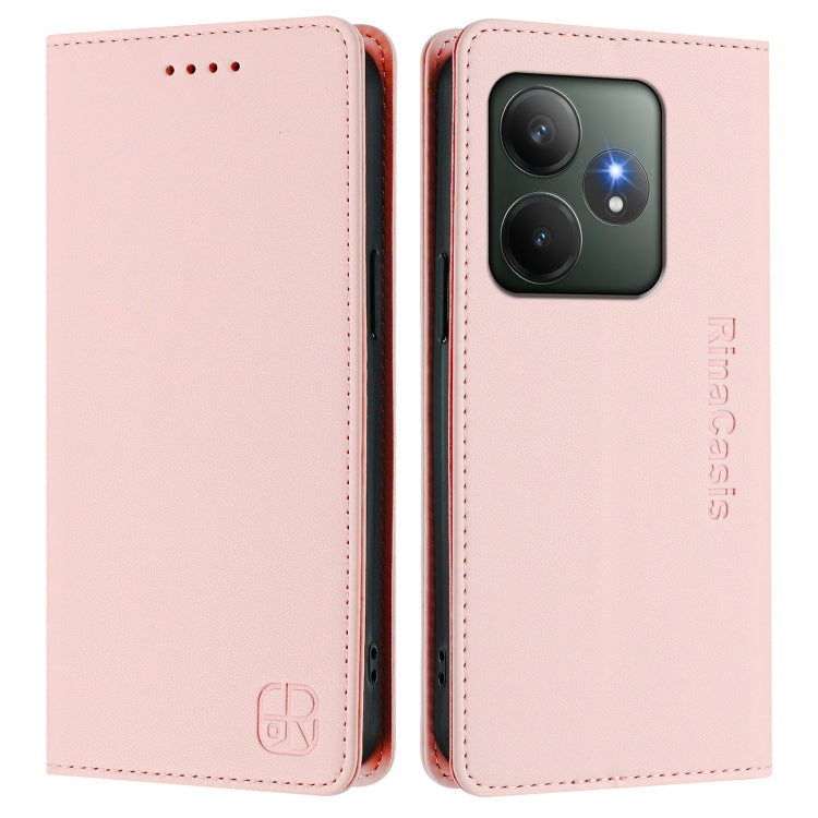 For Realme GT 6 5G / GT 6T 5G Global RC01 Dual-Folded Magnetic Suction RFID Leather Phone Case