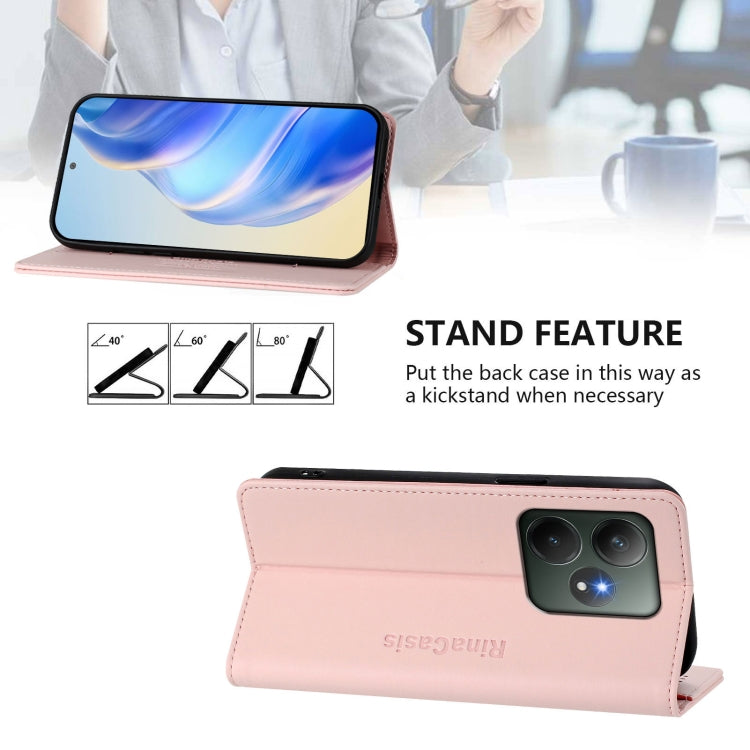 For Realme GT 6 5G / GT 6T 5G Global RC01 Dual-Folded Magnetic Suction RFID Leather Phone Case