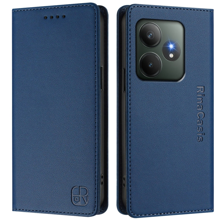 For Realme GT 6 5G / GT 6T 5G Global RC01 Dual-Folded Magnetic Suction RFID Leather Phone Case