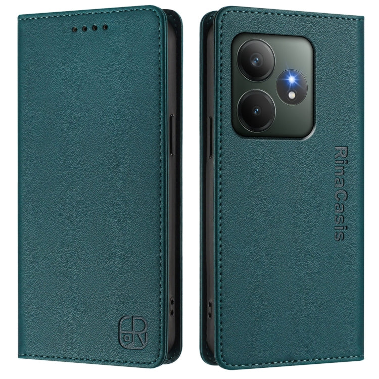 For Realme GT 6 5G / GT 6T 5G Global RC01 Dual-Folded Magnetic Suction RFID Leather Phone Case