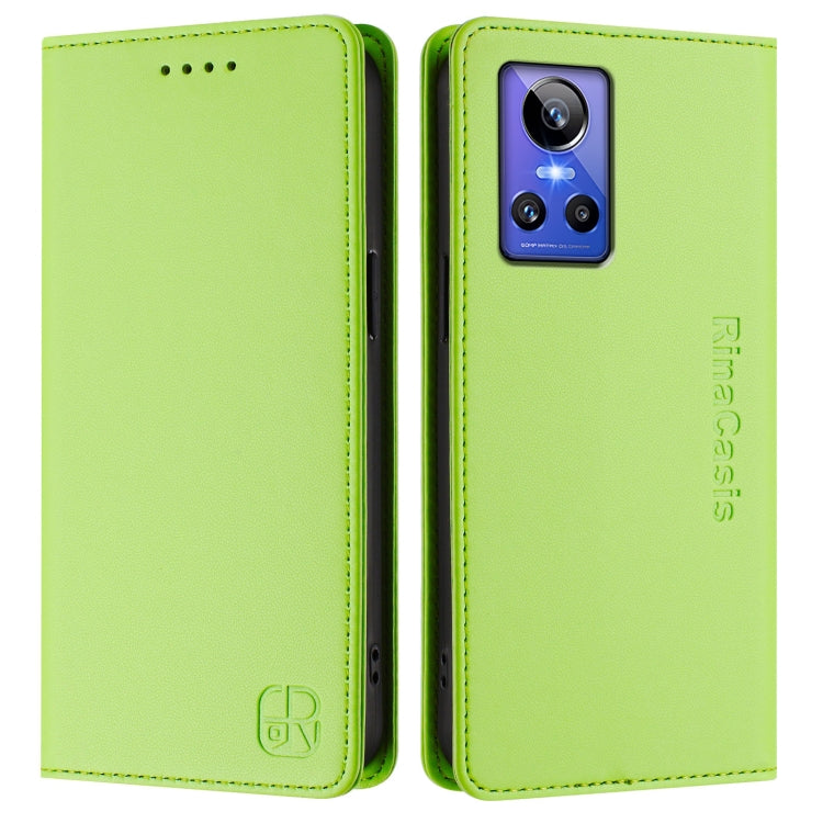 For Realme GT Neo 3 RC01 Dual-Folded Magnetic Suction RFID Leather Phone Case