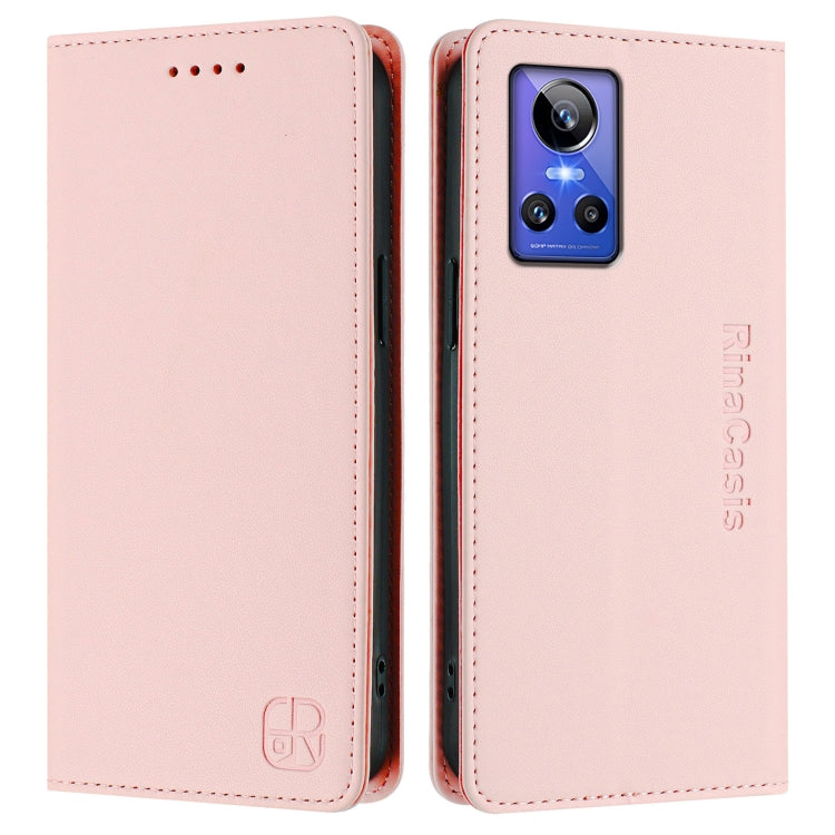 For Realme GT Neo 3 RC01 Dual-Folded Magnetic Suction RFID Leather Phone Case