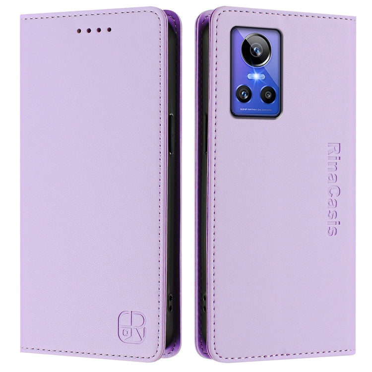 For Realme GT Neo 3 RC01 Dual-Folded Magnetic Suction RFID Leather Phone Case