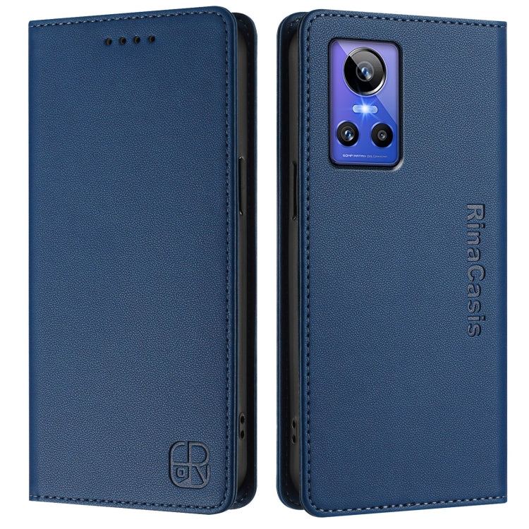 For Realme GT Neo 3 RC01 Dual-Folded Magnetic Suction RFID Leather Phone Case
