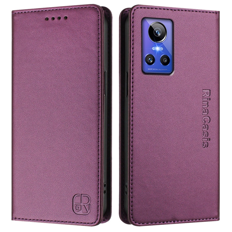 For Realme GT Neo 3 RC01 Dual-Folded Magnetic Suction RFID Leather Phone Case