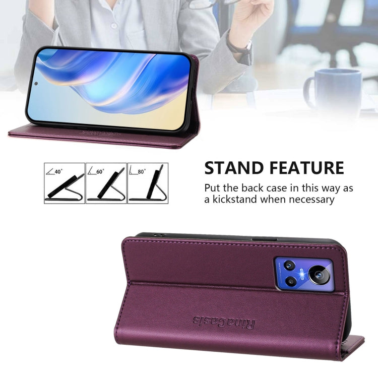 For Realme GT Neo 3 RC01 Dual-Folded Magnetic Suction RFID Leather Phone Case