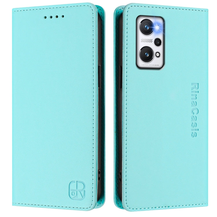 For Realme GT Neo 3T RC01 Dual-Folded Magnetic Suction RFID Leather Phone Case