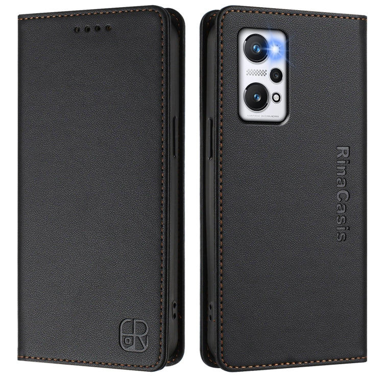 For Realme GT Neo 3T RC01 Dual-Folded Magnetic Suction RFID Leather Phone Case