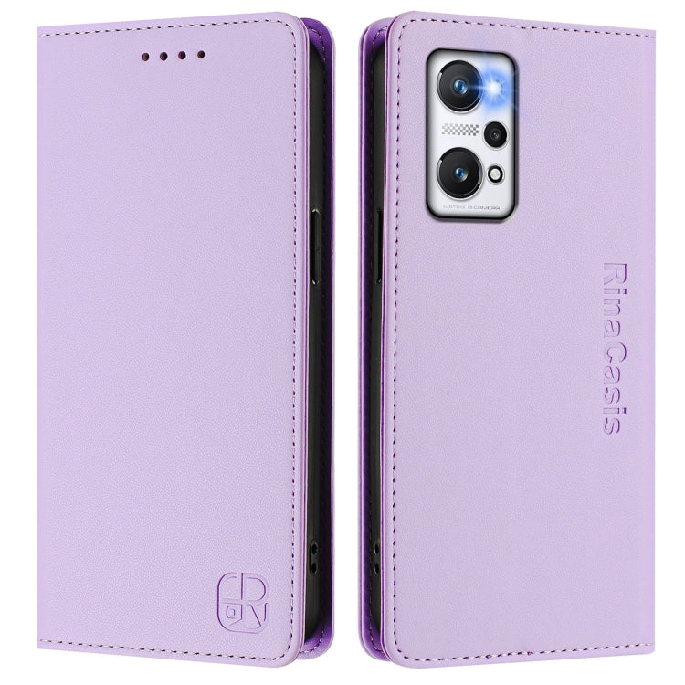 For Realme GT Neo 3T RC01 Dual-Folded Magnetic Suction RFID Leather Phone Case