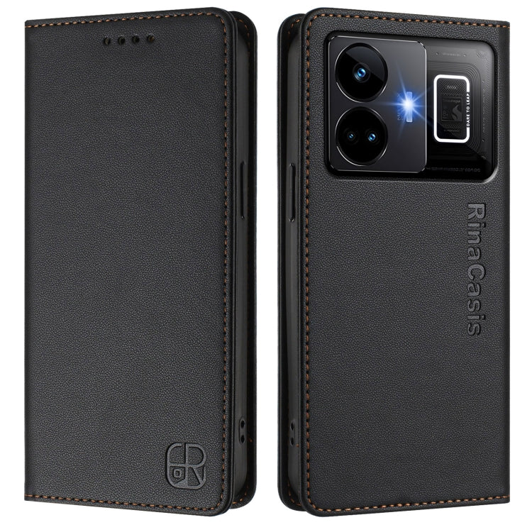For Realme GT3 5G / GT Neo 5 240W RC01 Dual-Folded Magnetic Suction RFID Leather Phone Case
