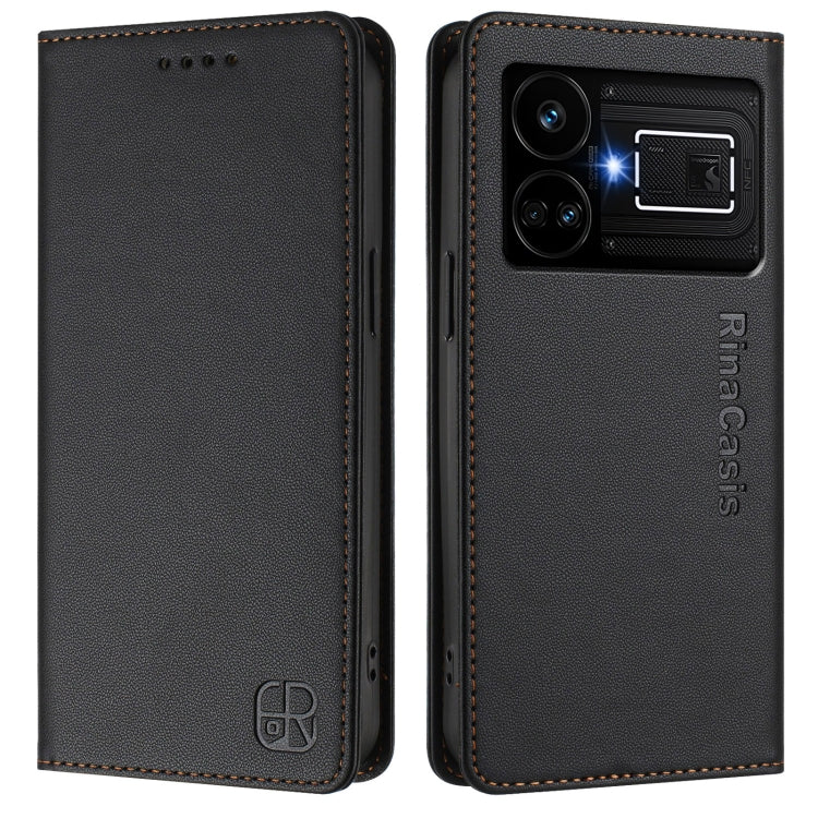 For Realme GT5 5G / GT5 5G 240W RC01 Dual-Folded Magnetic Suction RFID Leather Phone Case