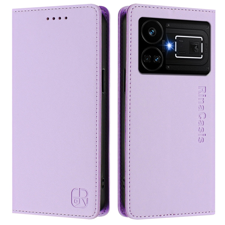 For Realme GT5 5G / GT5 5G 240W RC01 Dual-Folded Magnetic Suction RFID Leather Phone Case