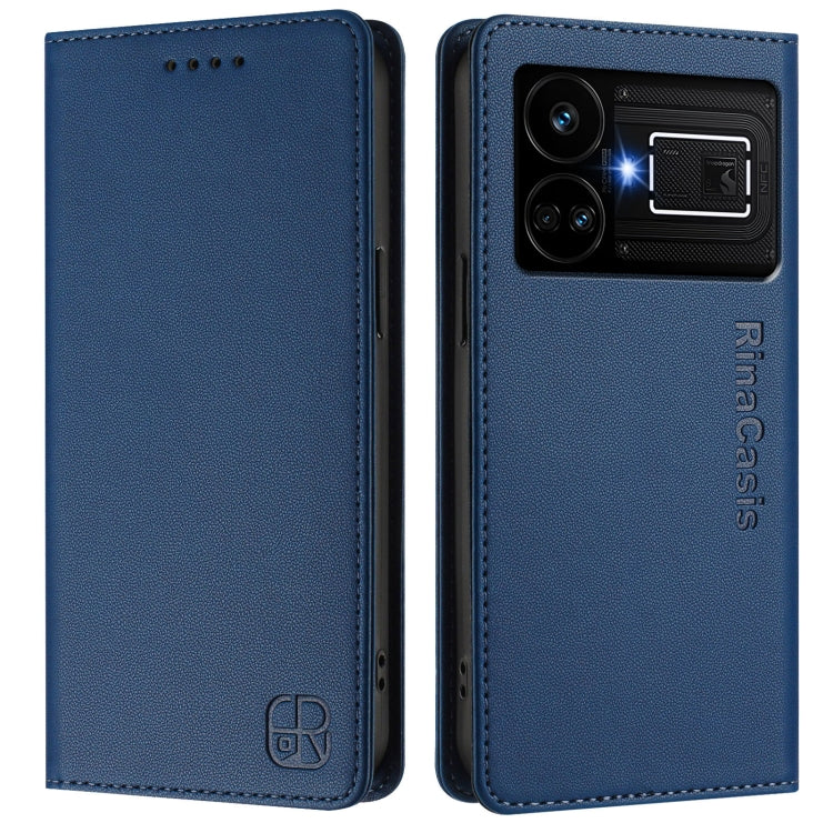 For Realme GT5 5G / GT5 5G 240W RC01 Dual-Folded Magnetic Suction RFID Leather Phone Case