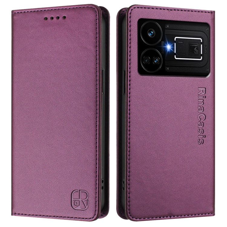 For Realme GT5 5G / GT5 5G 240W RC01 Dual-Folded Magnetic Suction RFID Leather Phone Case