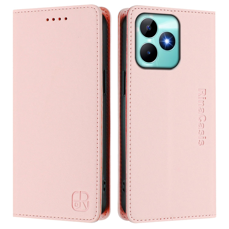 For Realme Note 50 4G / C51 4G / C53 4G RC01 Dual-Folded Magnetic Suction RFID Leather Phone Case