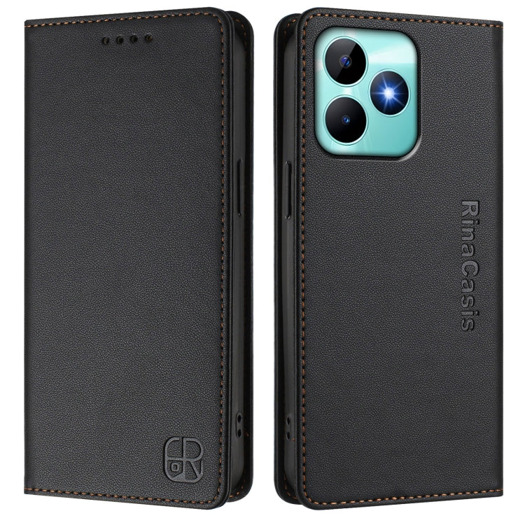 For Realme Note 50 4G / C51 4G / C53 4G RC01 Dual-Folded Magnetic Suction RFID Leather Phone Case