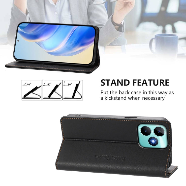 For Realme Note 50 4G / C51 4G / C53 4G RC01 Dual-Folded Magnetic Suction RFID Leather Phone Case