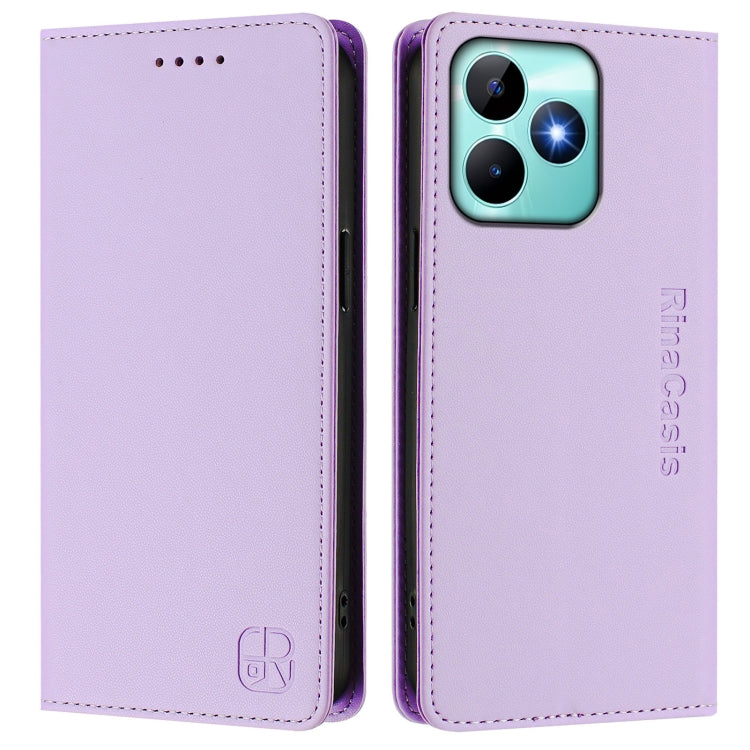 For Realme Note 50 4G / C51 4G / C53 4G RC01 Dual-Folded Magnetic Suction RFID Leather Phone Case