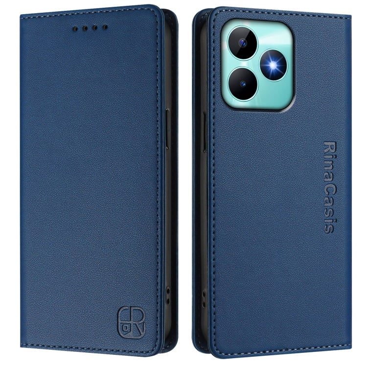 For Realme Note 50 4G / C51 4G / C53 4G RC01 Dual-Folded Magnetic Suction RFID Leather Phone Case