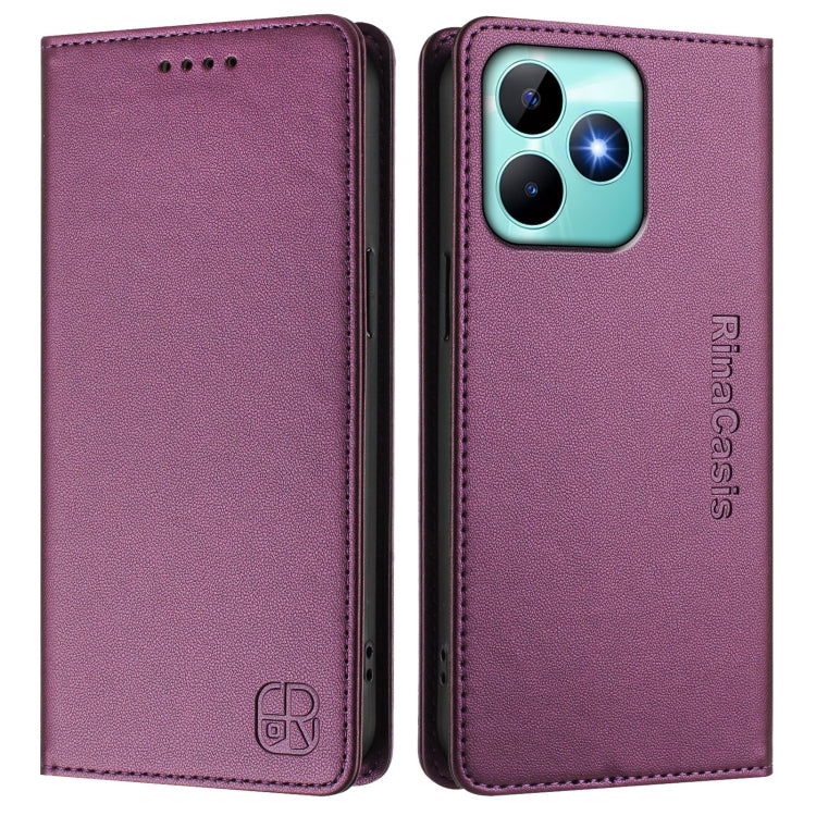 For Realme Note 50 4G / C51 4G / C53 4G RC01 Dual-Folded Magnetic Suction RFID Leather Phone Case