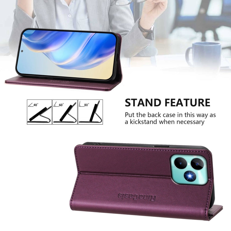 For Realme Note 50 4G / C51 4G / C53 4G RC01 Dual-Folded Magnetic Suction RFID Leather Phone Case