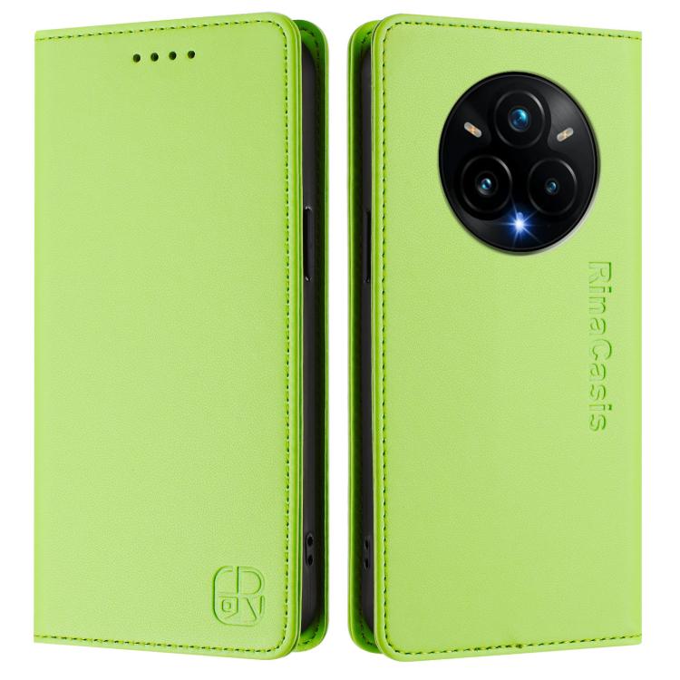 For Realme 14 Pro+ 5G RC01 Dual-Folded Magnetic Suction RFID Leather Phone Case