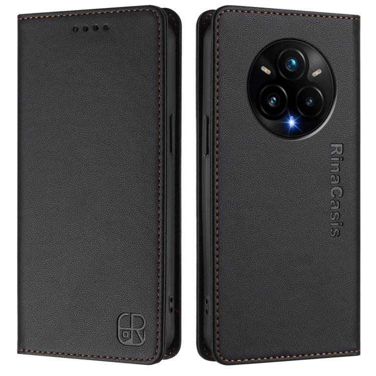 For Realme 14 Pro+ 5G RC01 Dual-Folded Magnetic Suction RFID Leather Phone Case