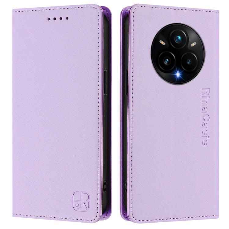 For Realme 14 Pro+ 5G RC01 Dual-Folded Magnetic Suction RFID Leather Phone Case