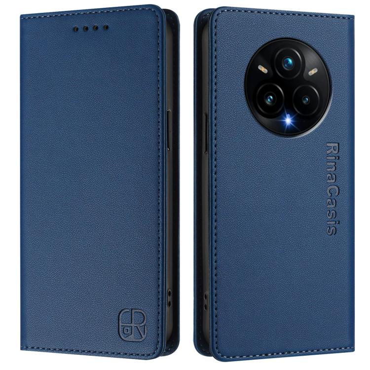 For Realme 14 Pro+ 5G RC01 Dual-Folded Magnetic Suction RFID Leather Phone Case