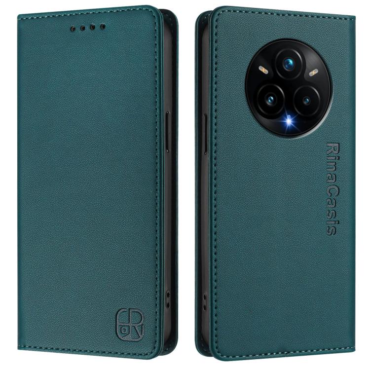 For Realme 14 Pro+ 5G RC01 Dual-Folded Magnetic Suction RFID Leather Phone Case