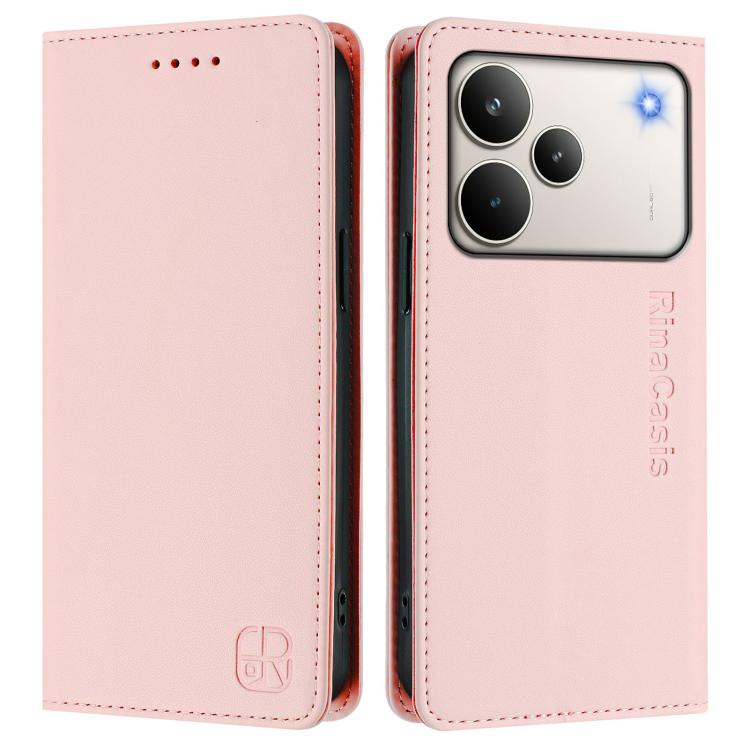 For Realme P4 Pro 5G RC01 Dual-Folded Magnetic Suction RFID Leather Phone Case