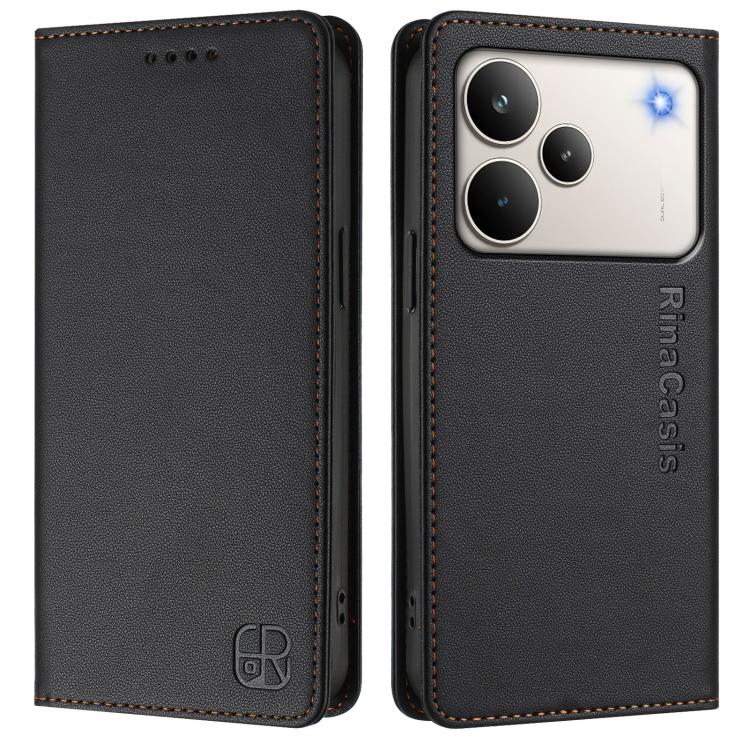 For Realme P4 Pro 5G RC01 Dual-Folded Magnetic Suction RFID Leather Phone Case