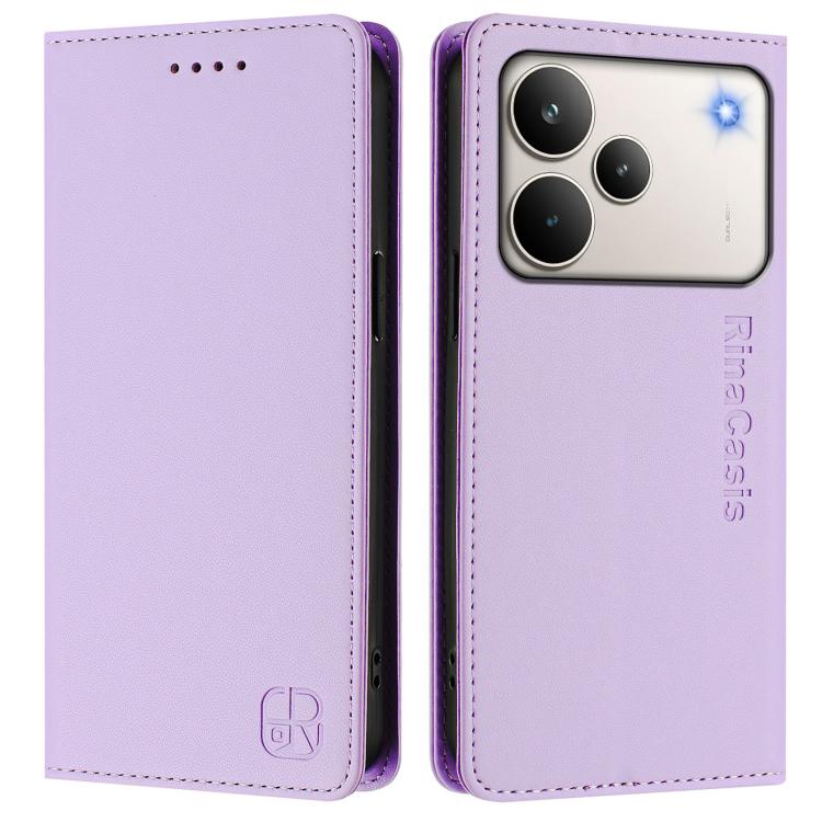 For Realme P4 Pro 5G RC01 Dual-Folded Magnetic Suction RFID Leather Phone Case