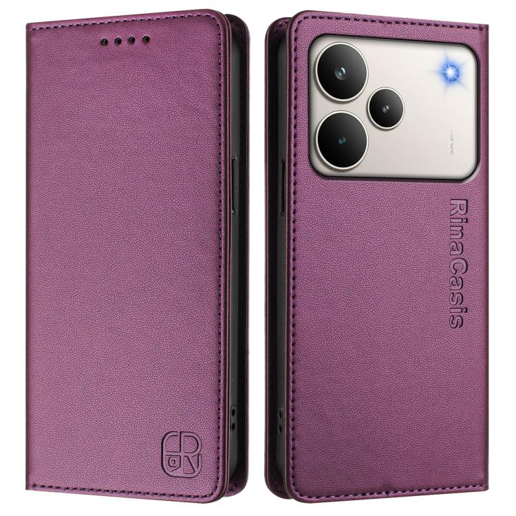 For Realme P4 Pro 5G RC01 Dual-Folded Magnetic Suction RFID Leather Phone Case