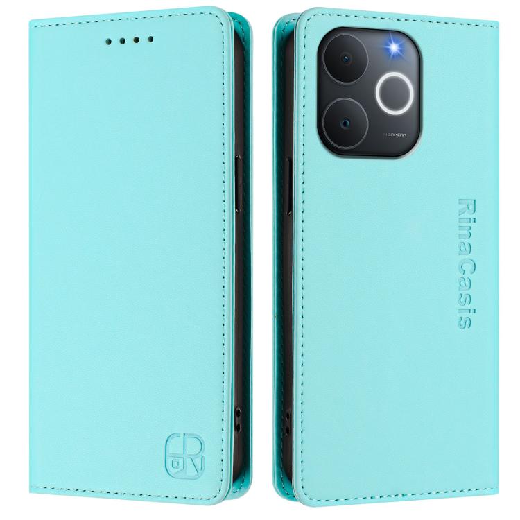 For Realme C71 4G India RC01 Dual-Folded Magnetic Suction RFID Leather Phone Case