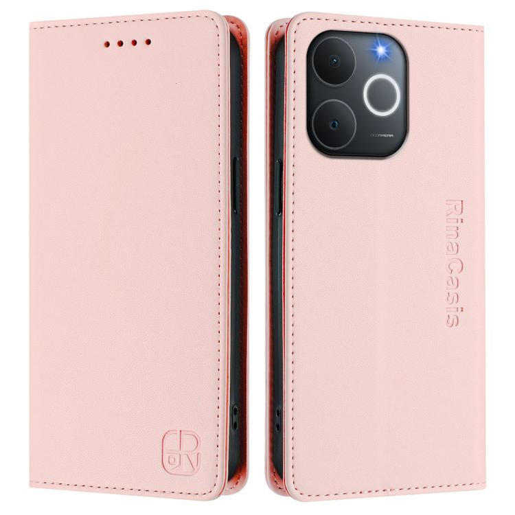 For Realme C71 4G India RC01 Dual-Folded Magnetic Suction RFID Leather Phone Case