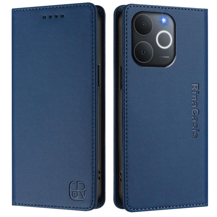 For Realme C71 4G India RC01 Dual-Folded Magnetic Suction RFID Leather Phone Case