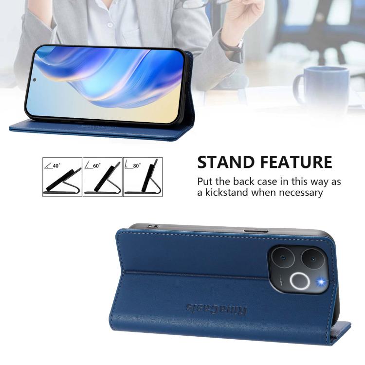 For Realme C71 4G India RC01 Dual-Folded Magnetic Suction RFID Leather Phone Case