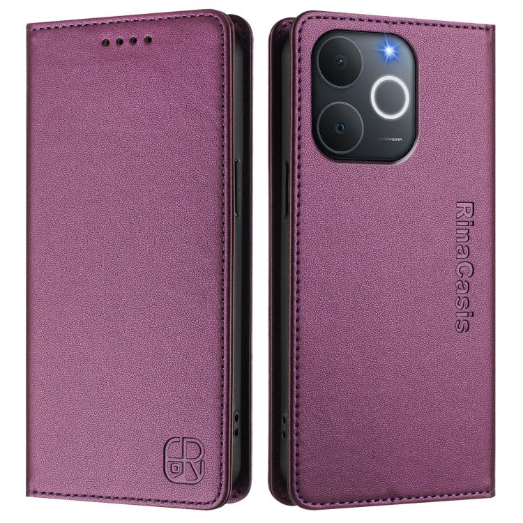 For Realme C71 4G India RC01 Dual-Folded Magnetic Suction RFID Leather Phone Case