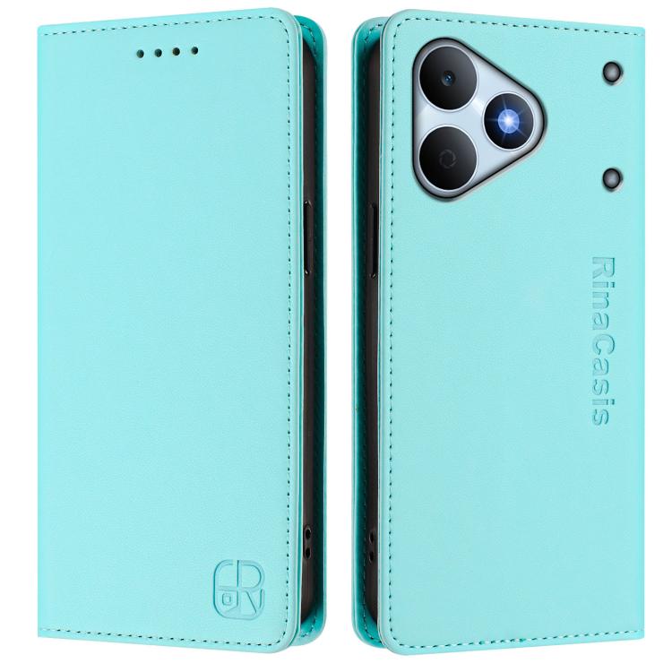 For Realme Note 80 4G Global RC01 Dual-Folded Magnetic Suction RFID Leather Phone Case