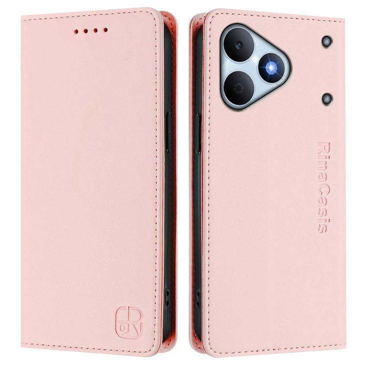 For Realme Note 80 4G Global RC01 Dual-Folded Magnetic Suction RFID Leather Phone Case