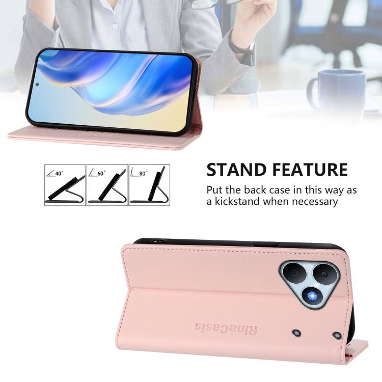 For Realme Note 80 4G Global RC01 Dual-Folded Magnetic Suction RFID Leather Phone Case