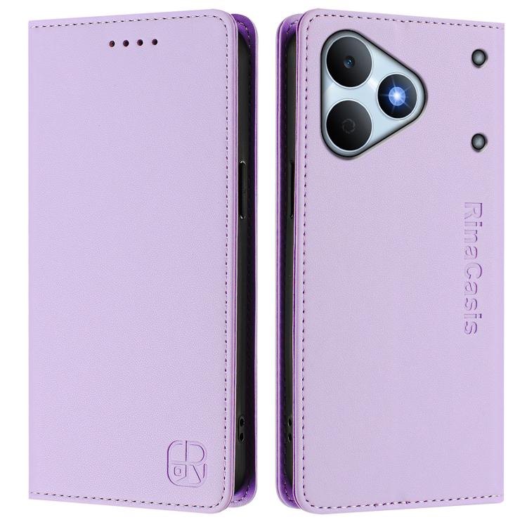 For Realme Note 80 4G Global RC01 Dual-Folded Magnetic Suction RFID Leather Phone Case