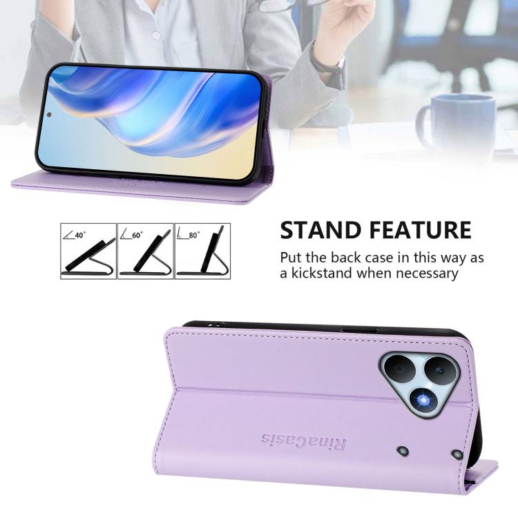 For Realme Note 80 4G Global RC01 Dual-Folded Magnetic Suction RFID Leather Phone Case