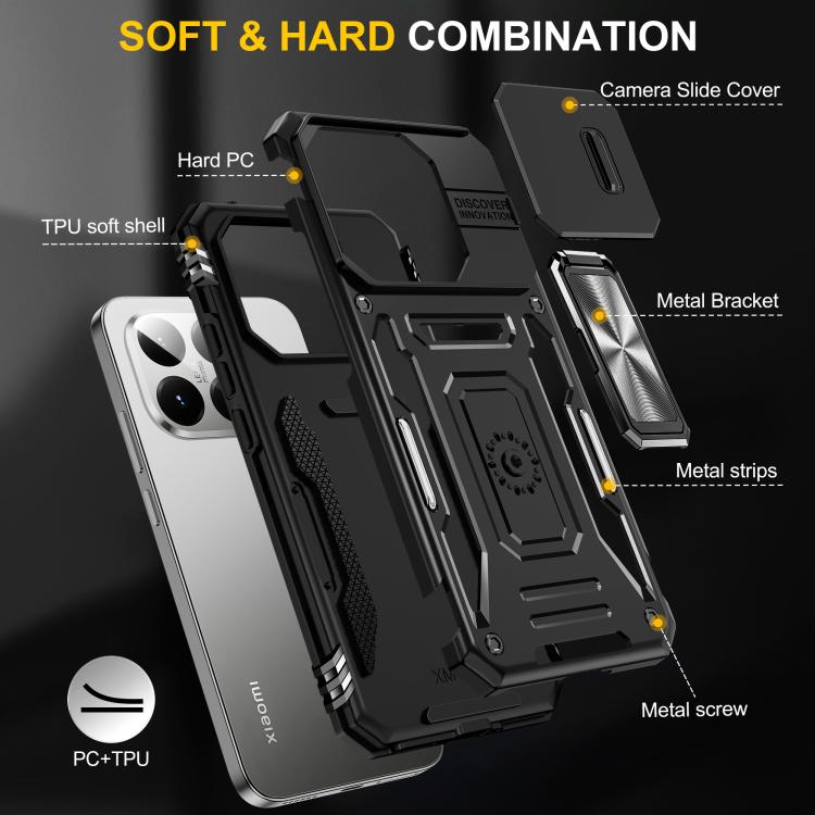 For Xiaomi 15T Armor PC Hybrid TPU Camera Shield Phone Case